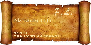 Páskuly Lili névjegykártya